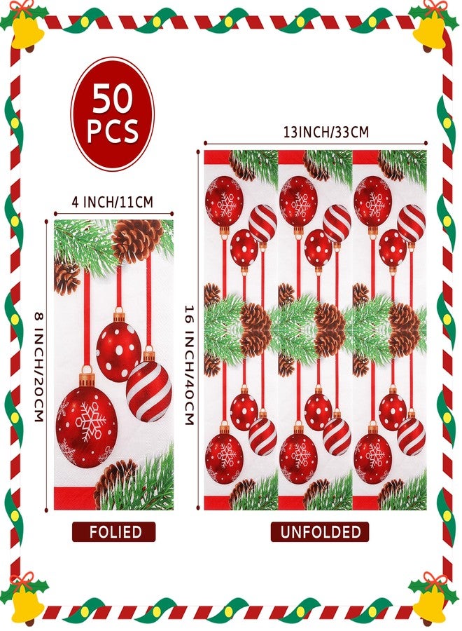 Nelisylux Christmas Napkins Paper Christmas Napkins Disposable Paper Napkin Dinner Xmas Guest Towels Disposable Bathroom Xmas Paper Hand Towels For Bathroom Holiday Napkin Papers Decorative Dinner Napkin 50 PCS - Image 3